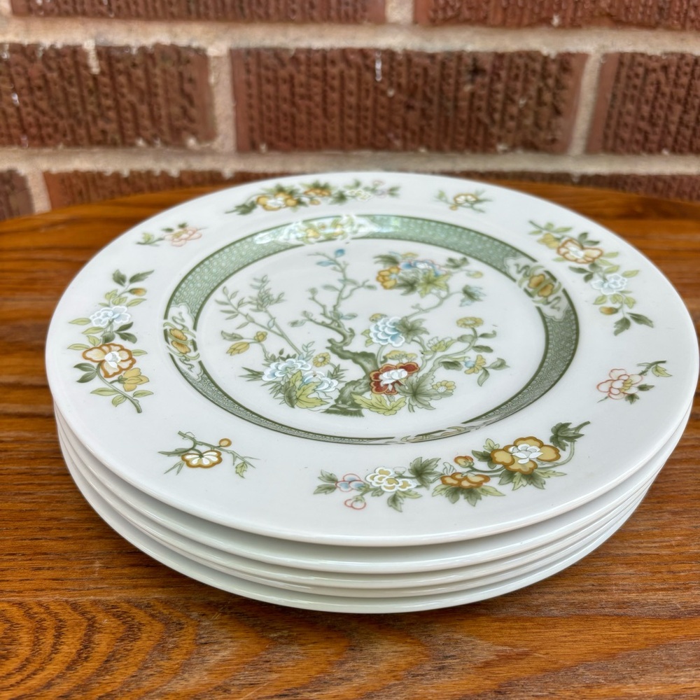 Royal Doulton England Tonkin Salad Plates Green Floral Tree 8 in TC1107 Set of 3